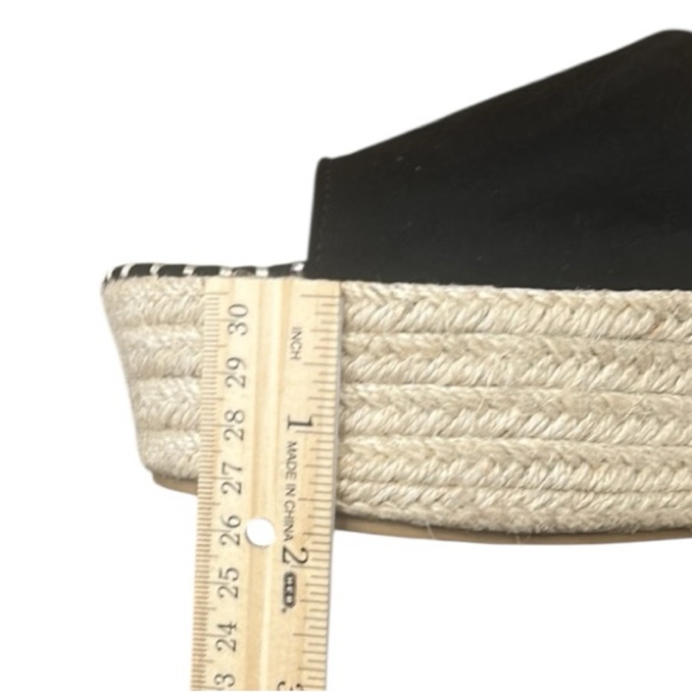Bamboo Platform Espadrille Slide Sandals Jute-Wrapped Wedge Black Size 10 - Picture 13 of 15